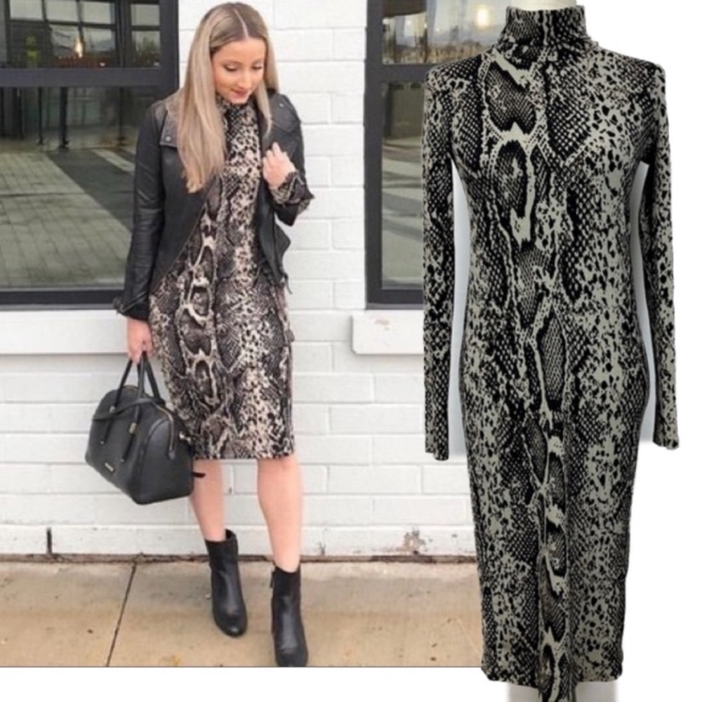 Zara Trafaluc Tan Brown Snakeskin Print Size S